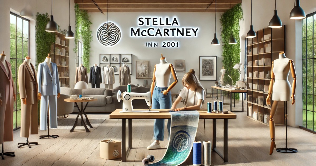 Em 2001, Stella McCartney fundou sua grife homônima em parceria com o grupo Gucci (atualmente Kering). Logo no início, a marca Stella McCartney tornou-se sinônimo de moda sustentável, sem o uso de couro ou pele.