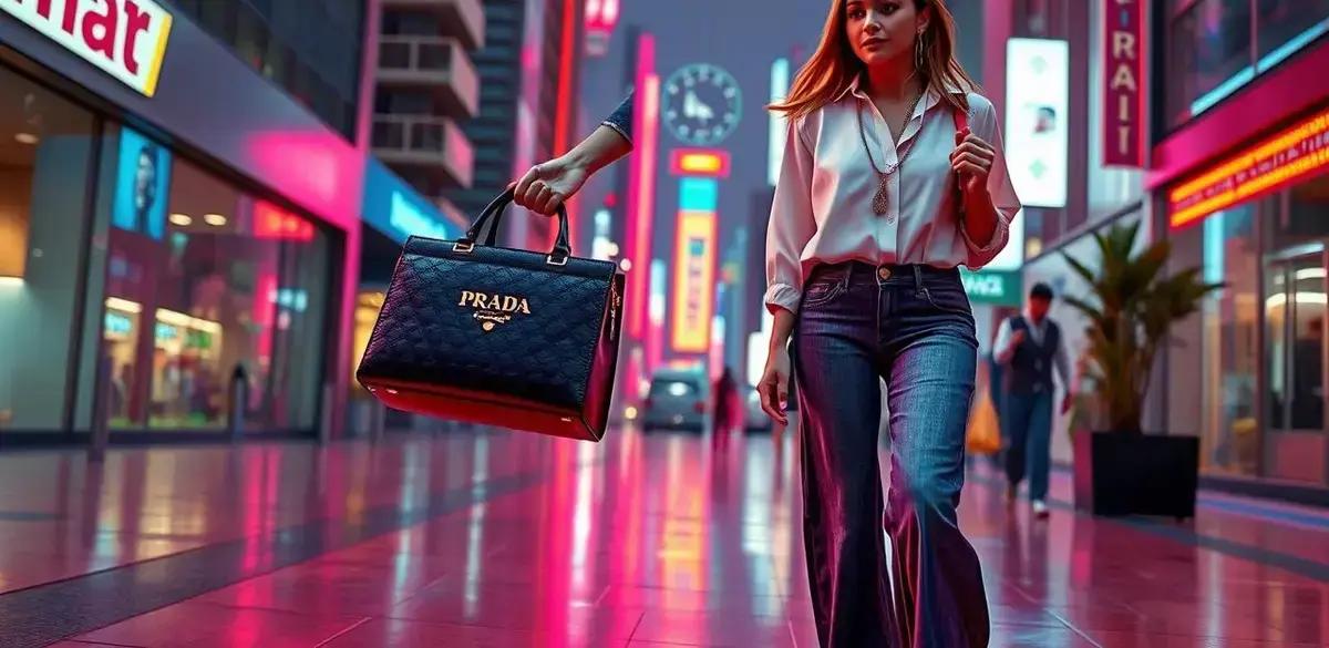 Como combinar calça jeans flare com a bolsa Prada?