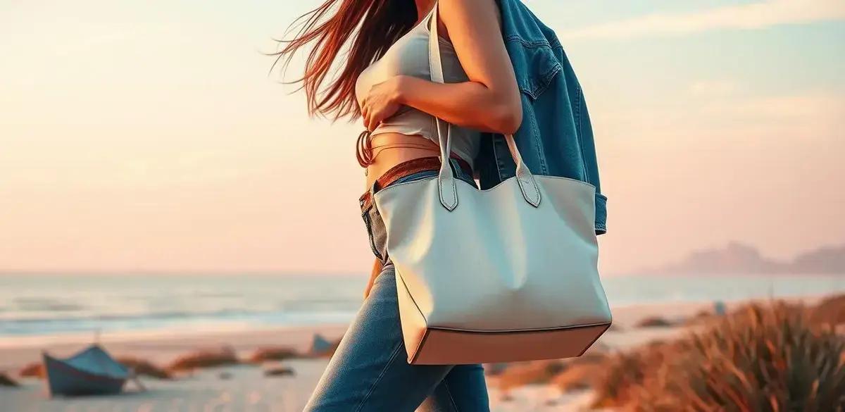 Dicas de combinação de calça jeans com bolsa Jacquemus praia