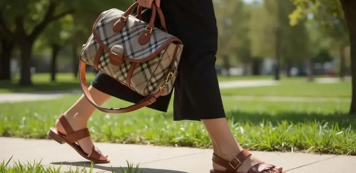 Como combinar sandália sem salto com bolsa burberry