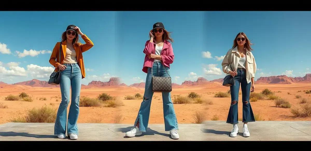 Inspirações de looks para usar flatform jeans e bolsas LV