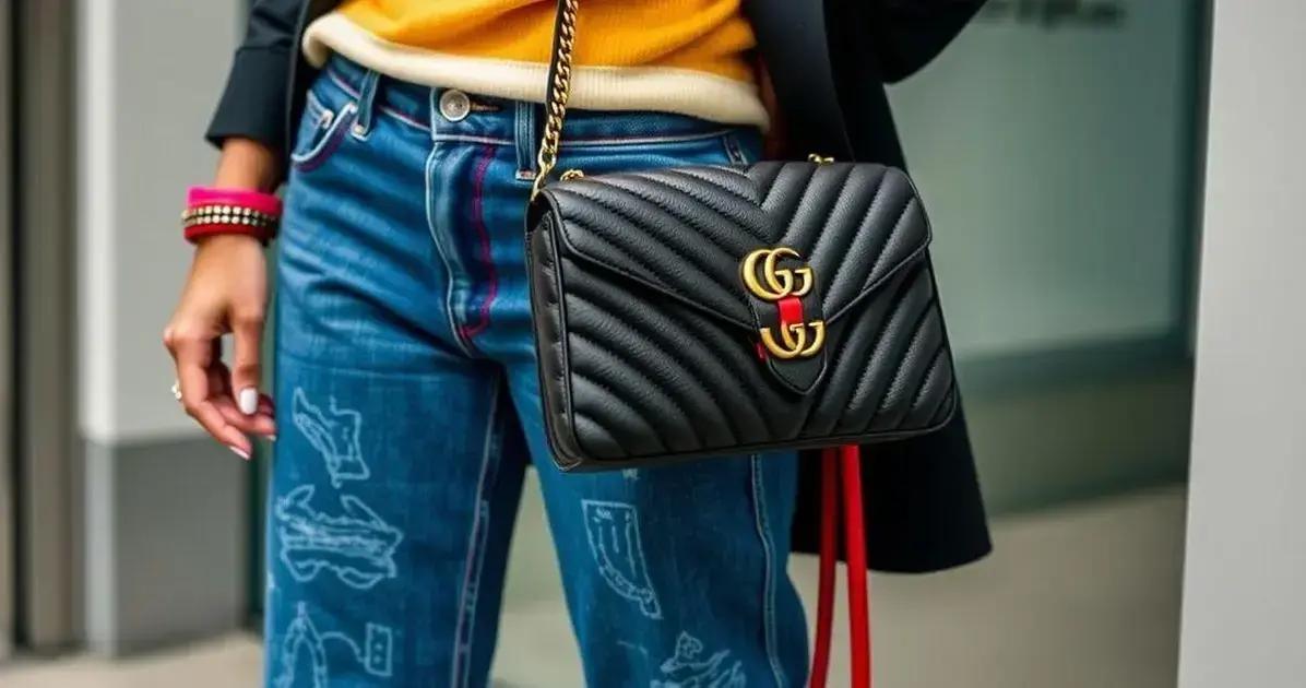 Acessórios que combinam com calça boca de sino: pochete Gucci Marmont