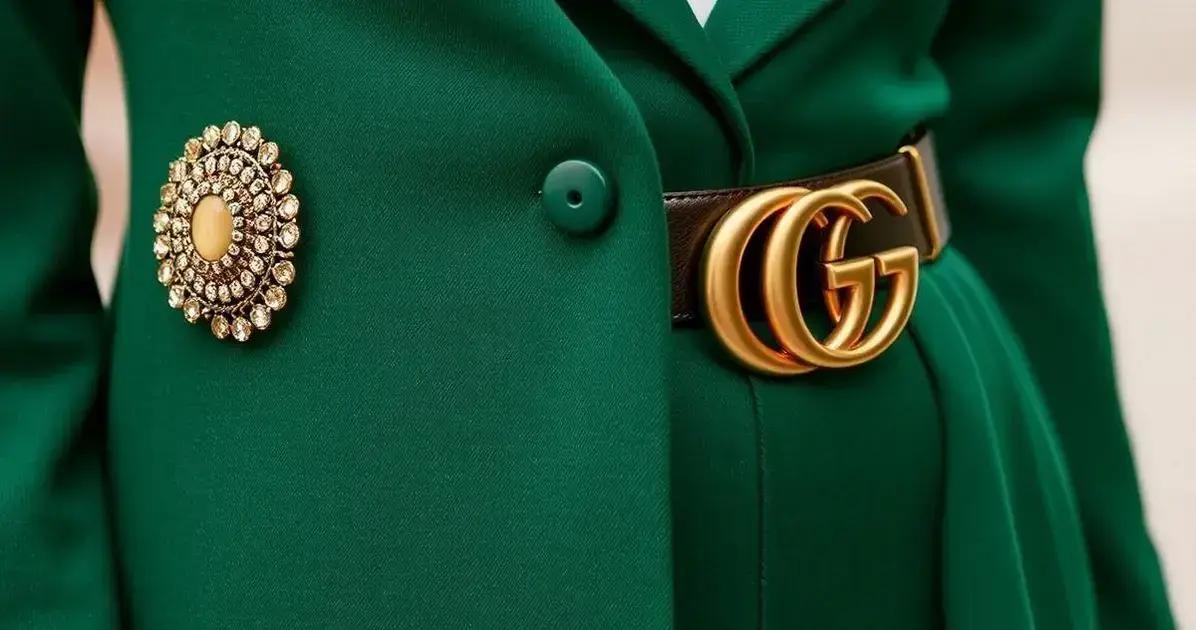 Broche Vintage e cinto gucci fino: um toque de classe
