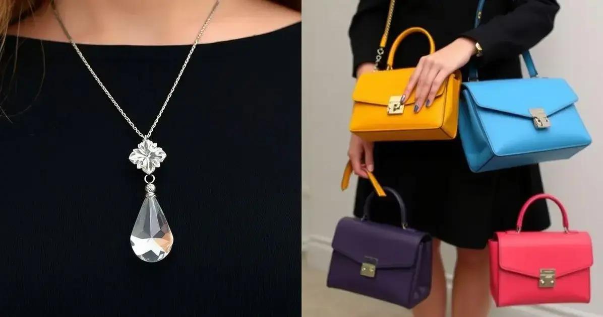 Combinações de colar gota cristal com bolsas réplicas