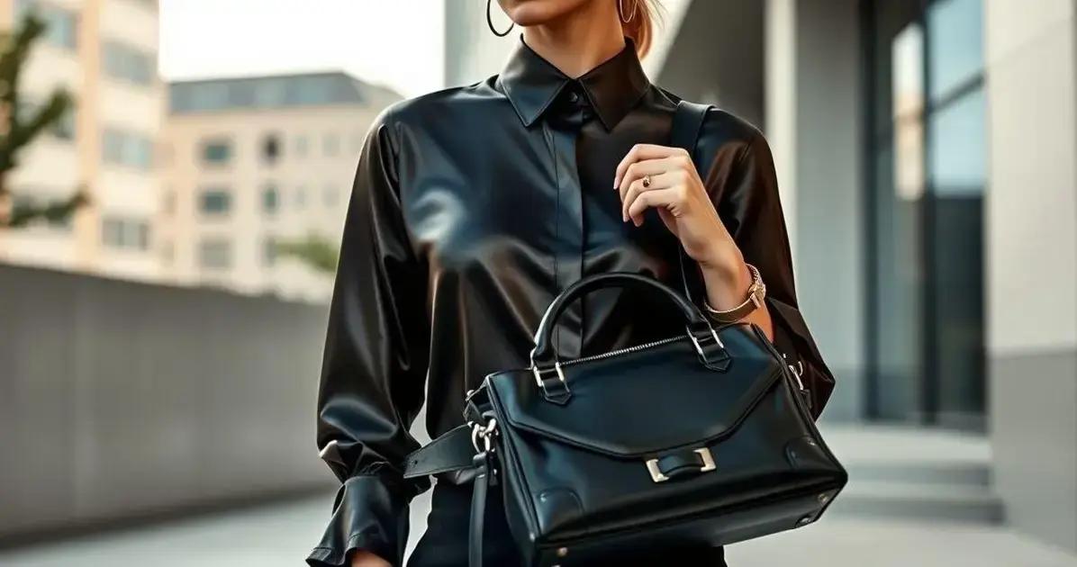Como combinar a sarja acetinada com a bolsa Balenciaga Motorcycle Todo Preto?