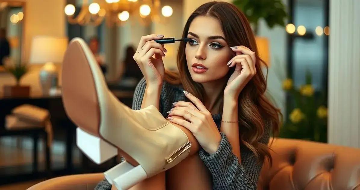 Como combinar tipos de cílios com Bota Bico Fino Feminina Branco Salto 8,5 cm.