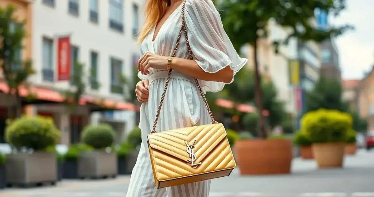 Como combinar voile algodão com a bolsa ysl chevron dourada?