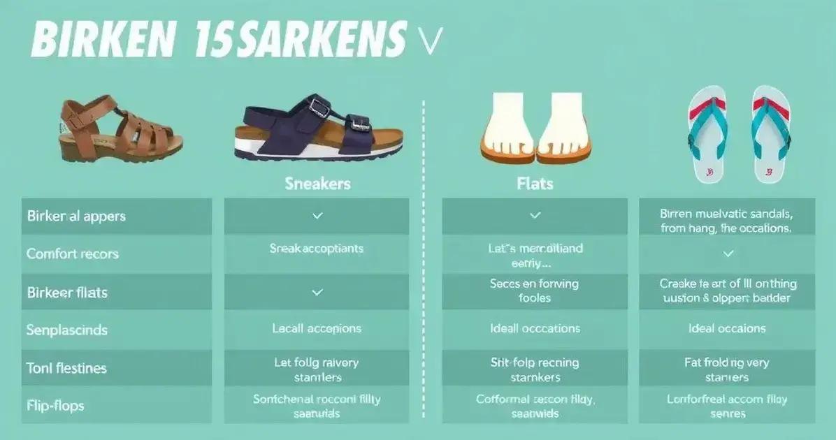 Comparação entre Birken Sandalia e outros calçados