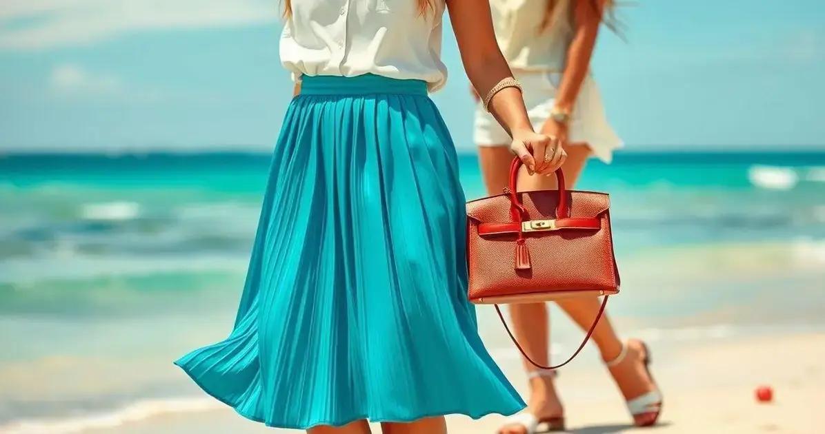 O que combina com short saia praia e bolsa Hermes Birkin?