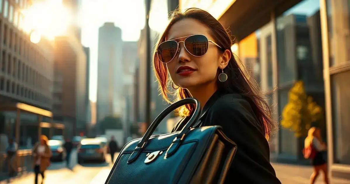 Óculos aviador espelhado e a bolsa premium: a combinação perfeita