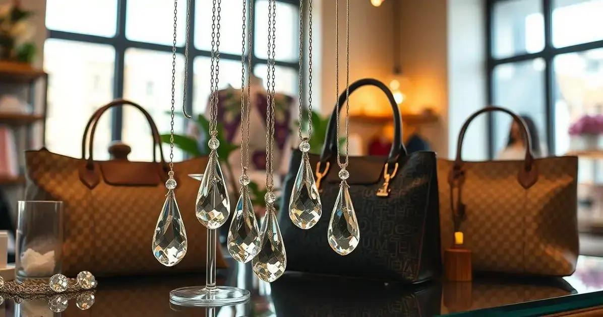 Onde comprar colar gota cristal e bolsas réplicas