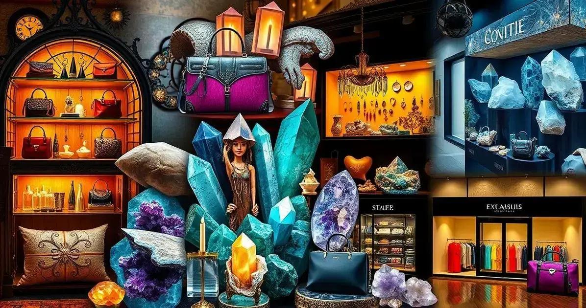 Onde comprar cristais decorativos e bolsas premium