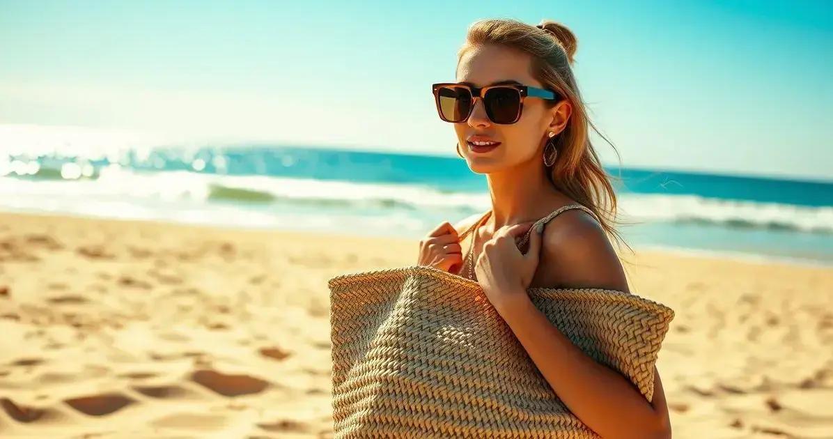 Combinações de óculos quadrado e bolsa jacquemus praia