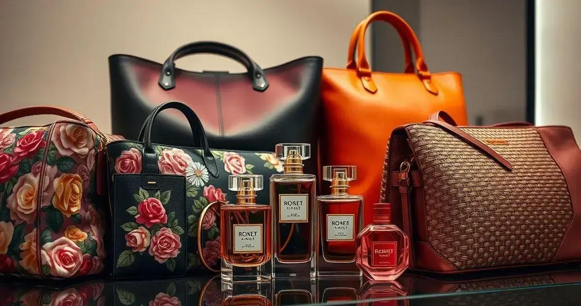 Combinações de perfume rosas com bolsa premium