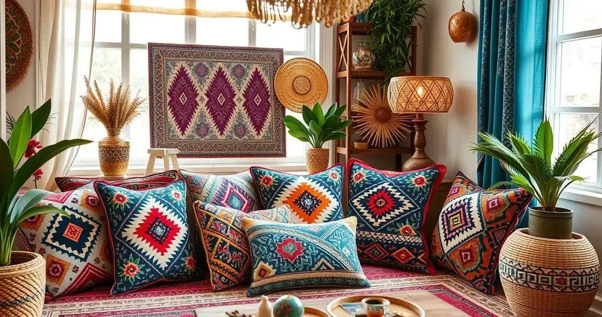 Decoração de interiores com estampa geométrica boho e cintos femininos Decoração de interiores com estampa geométrica boho e cintos femininos