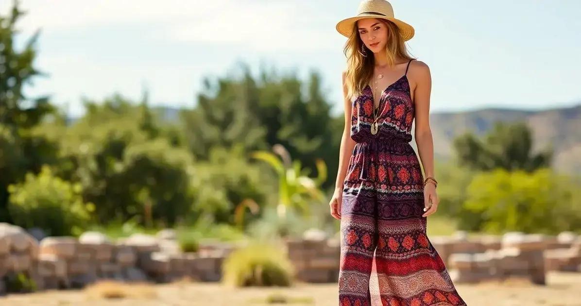 Macacão Estampado Boho: Cores e Movimento na Produção