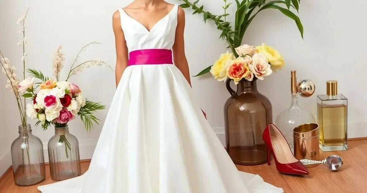 Tendências de moda: cinto para vestido de noiva e Sapato Scarpin