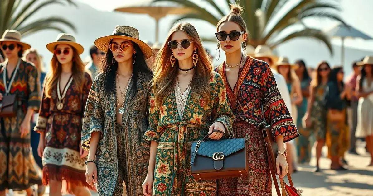Tendências de moda com estampa étnica boho