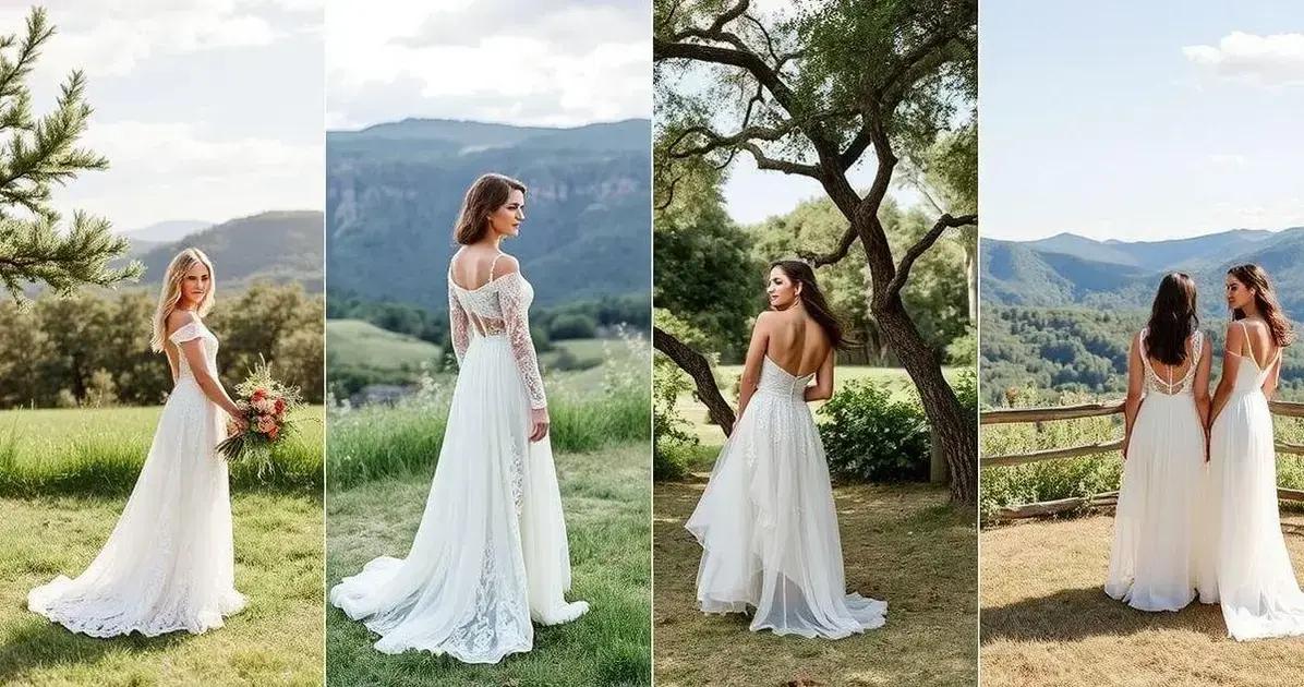 Tendências de vestido de noiva para casamento no campo 2023