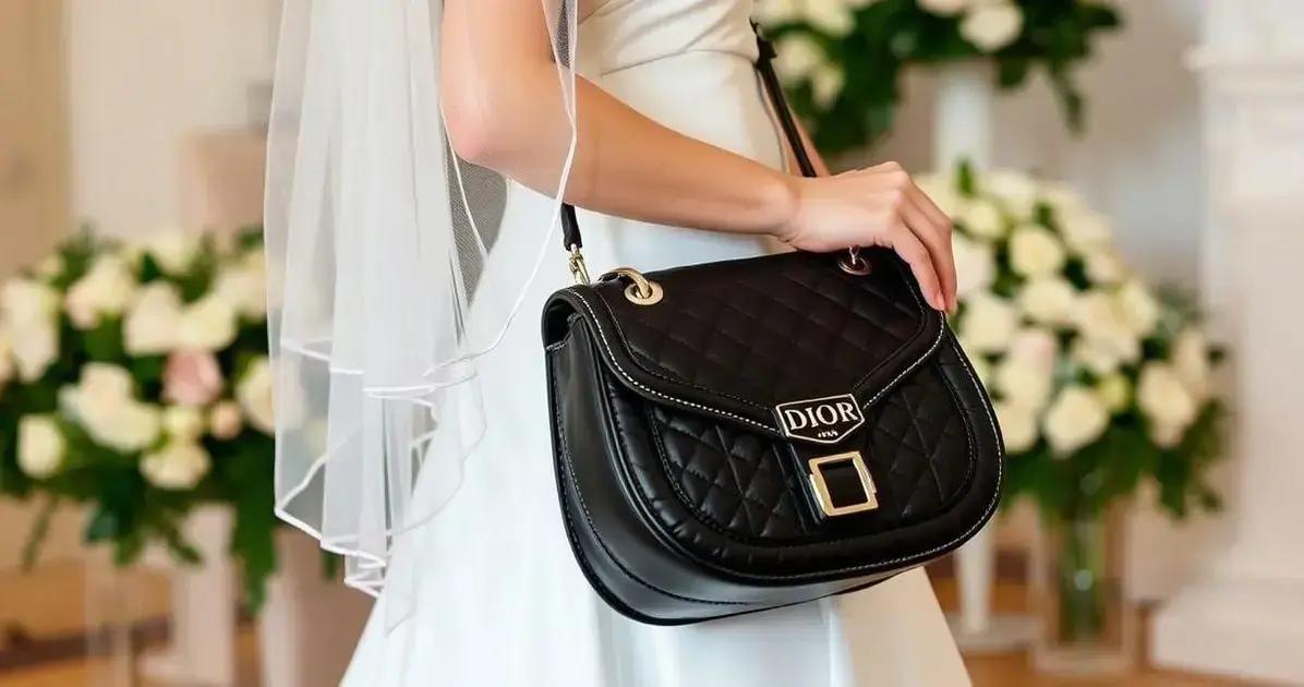 Véu curto noiva e a bolsa dior saddle preta: combinação perfeita