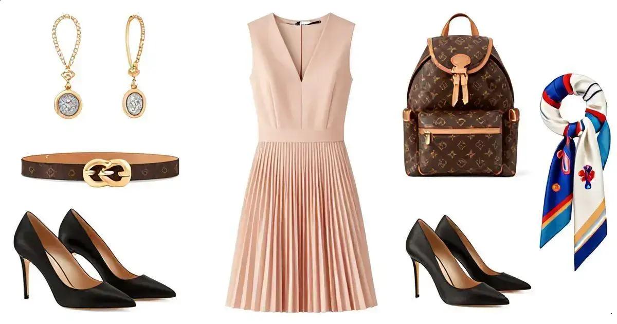 Combinações de acessórios para vestido plissado formal Combinações de acessórios para vestido plissado formal