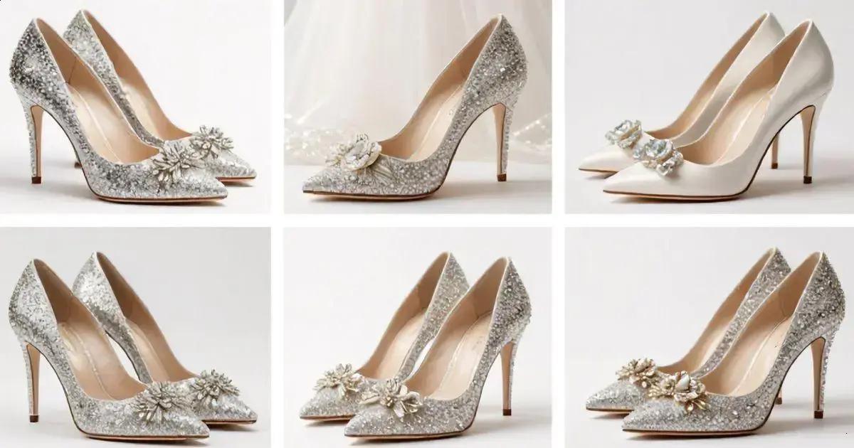 Diferentes estilos de sapato de noiva com brilho Diferentes estilos de sapato de noiva com brilho