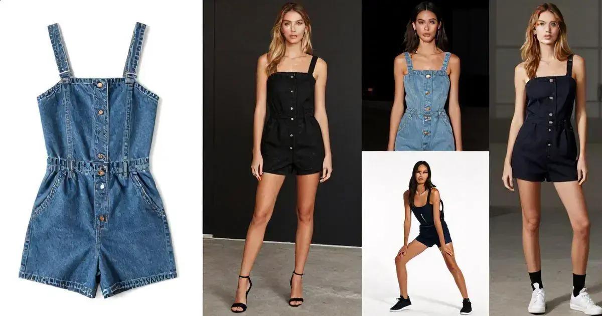 Inspirações de looks com macacão jeans curto Inspirações de looks com macacão jeans curto