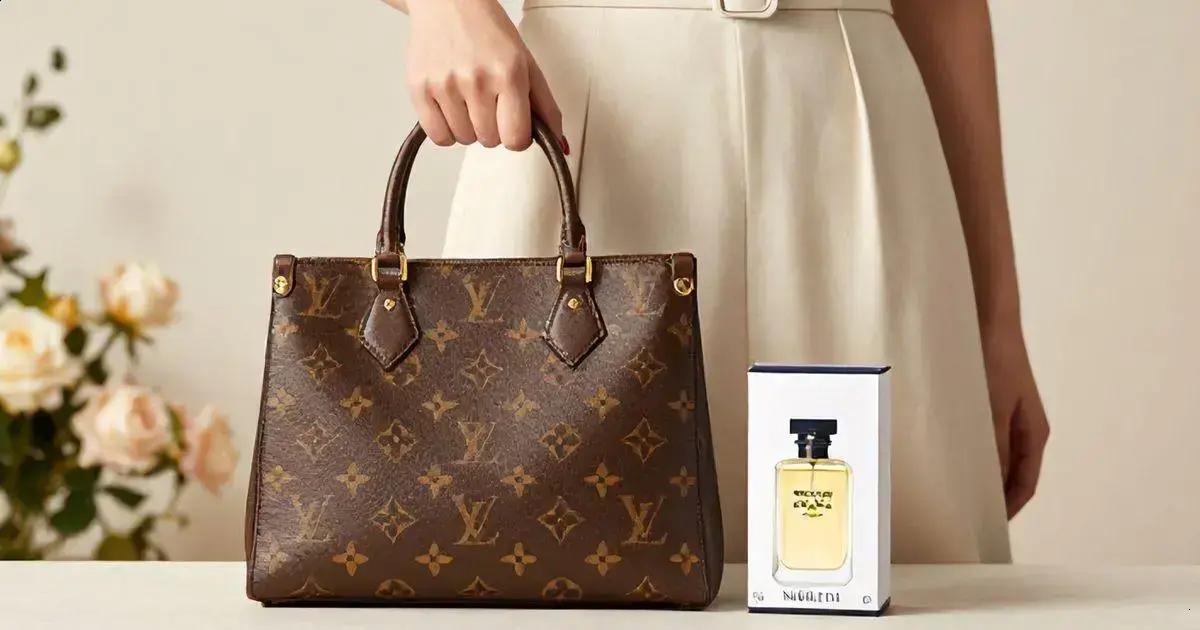 Perfume neroli e a bolsa Louis Vuitton couro legítimo Perfume neroli e a bolsa Louis Vuitton couro legítimo