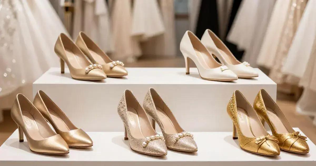 Tendências de sapatos de noiva dourados para o próximo ano Tendências de sapatos de noiva dourados para o próximo ano