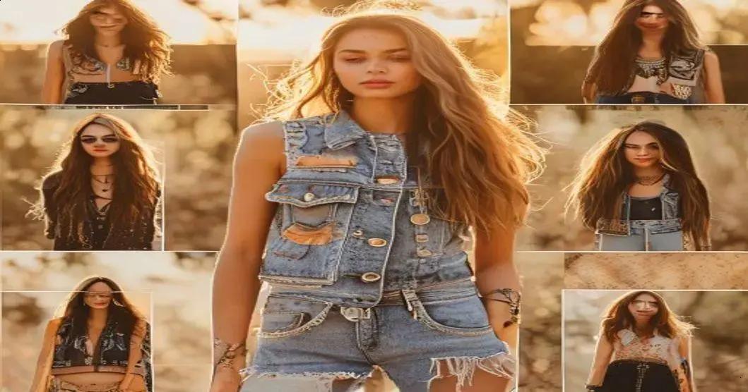 Colete Jeans Boho: Mistura de Estilos com Personalidade 1 Colete Jeans Boho: Mistura de Estilos com Personalidade